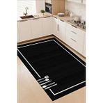 Decomia Home Dijital Kaymaz Yıkanabilir Modern Çerçeveli Kıtchen Mutfak Halısı Siyah Mutfak Halısı Dc-5057