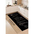 Decomia Home Dijital Kaymaz Yıkanabilir Modern Kıtchen Mutfak Halısı Hasır Gör Siyah Mutfak Halısı 5064