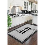 Decomia Home Dijital Yıkanabilir Kaymaz Gri Antrasit Kitchen Mutfak Halısı Mutfak Dekorasyon,Antrasit 180 X 450