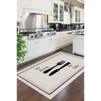 Decomia Home Dijital Yıkanabilir Kaymaz Taban Kitchen Mutfak Halısı Mutfak Dekorasyon,Bej 60 X 200
