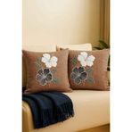 Decomia Home İkili Premium Özel Nakışlı Çiçekli Punch Kırlent Kılıfı Yastık Kılıfı (45x45 cm)
