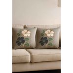 Decomia Home İkili Premium Özel Nakışlı Çiçekli Punch Kırlent Kılıfı Yastık Kılıfı Taş Rengi (45x45 cm)