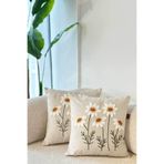 Decomia Home Modern Tufting Punch Nakışlı Keten Karışımlı İkili Papatya Kırlent Kılıfı Salon Dekor (43x43 cm)