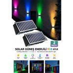 Deconitte 2 Adet Güneş Enerjili Rgb Solar Aplik 6 Led, Renkli Işıklı Otomatik Yanan Dış Mekan Duvar Lambası, Bahçe Balkon Teras Aydınlatması - Çok Renkli