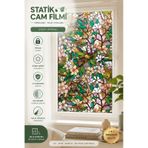Deconitte Desenli Vitray Gürünümlü Statik Cam Filmi 60x100 Cm Yapışkansız Dekoratif Pencere Folyosu, Buzlu Cam Kaplama Kumlama