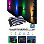 Deconitte Güneş Enerjili RGB Solar Aplik 6 LED, Renkli Işıklı Otomatik Yanan Dış Mekan Duvar Lambası, Bahçe Ba