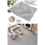 Deconitte Premium Kendinden Yapışkanlı Ahşap Balıksırtı Parke Görünümlü Pvc Zemin Duvar Dolap Kaplama 60X100CM - 60 x 100 cm - Antrasit