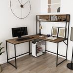 Deconode Cornermaster Raflı L Köşe Çalışma Masası - Kahverengi - 150 X 60