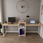 Deconode Duodesk 2 Kişilik Çalışma Masası - 240 X 50 - Beyaz - Meşe