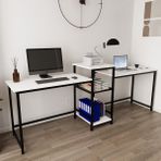 Deconode Duodesk 2 Kişilik Çalışma Masası - 240 X 50 - Beyaz - Siyah