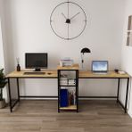 Deconode Duodesk 2 Kişilik Çalışma Masası - 240 X 50 - Meşe - Siyah
