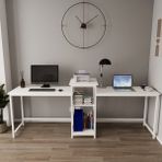 Deconode Duodesk 2 Kişilik Çalışma Masası - Beyaz - 240 cm