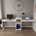 Deconode Duodesk 2 Kişilik Çalışma Masası Beyaz Metal parçalar ve ahşap parçalar beyaz renktedir