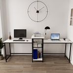 Deconode Duodesk 2 Kişilik Çalışma Masası Siyah demirlerden Beyaz Sunatalamdan oluşmaktadır.