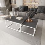 Deconode Prestige Ikili Orta Sehpa Seti - BEYAZ-ANTRASİT
