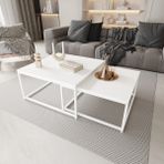Deconode Prestige Ikili Orta Sehpa Seti - BEYAZ-BEYAZ