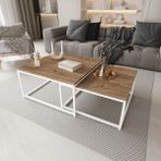Deconode Prestige Ikili Orta Sehpa Seti - BEYAZ-KAHVERENGİ