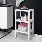 Deconox 3 Katlı Köşe Rafı | Banyo, Mutfak ve Kiler İçin Yer Tasarruflu Organizer | Çok Amaçlı Plastik Raf | 3 Farklı Renk Seçeneği (38x29x74cm) (GRİ)