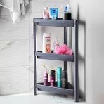 Deconox 3 Katlı Üçgen Köşe Rafı | Banyo, Mutfak Kiler İçin Yer Tasarruflu Organizer | Çok Amaçlı Raf Ünitesi | 3 Farklı Renk Seçeneği | (33X71x33cm) (Gri)