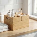 Deconox 3'lü Modüler Bambu Organizer Set - Üst Üste Geçebilen Çok Amaçlı Çekmece İçi ve Masaüstü Düzenleyici Kutu - Banyo, Mutfak ve Ofis İçin Ahşap Saklama Seti