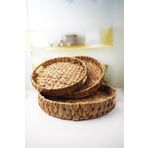 Deconox 3'lü Rustik El Yapımı ve Doğal Yuvarlak Hasır Tepsi Seti, 3'lü Hasır Yuvarlak Tepsi Seti, Rattan 3 Boy Hasır Tepsi (38 * 6cm-34 * 5cm-30 * 24 * 4,5cm)