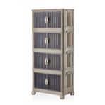 Deconox 4 Kat Portatif Organizer Tekerlekli Çok Amaçlı Katlanabilir Dolap, Kapaklı Düzenleyici Raf Mutfak, Banyo, Çocuk Odası, Garaj ve Ardiye için Toparlayıcı Ünite, Stop Tekerlekli (TOPRAK)