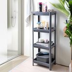 Deconox 4 Katlı Köşe Rafı | Banyo, Mutfak ve Kiler İçin Yer Tasarruflu Organizer | Çok Amaçlı Plastik Raf | 4 Farklı Renk Seçeneği (36x100x23 cm) (GRİ)