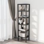 Deconox 6 Katlı Köşe Rafı | Banyo, Mutfak ve Kiler İçin Yer Tasarruflu Organizer | Çok Amaçlı Plastik Raf | 3 Farklı Renk Seçeneği (38x29x152 cm) Dikey ve Yatay Kullanım (SİYAH)