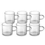 Deconox 6'lı Borosilikat Cam Mini Kupa Seti - 130 ml Tek Cidarlı, Altlıksız Türk Kahvesi ve Espresso Fincanı Takımı