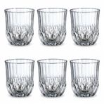Deconox 6'lı Kesme Kristal Desenli Cam Bardak Seti - Klasik Tasarım Su, Meşrubat ve Viski Bardağı Takımı (315 ml)