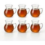 Deconox 6'Lı Kulplu Cam Çay Bardağı Seti - Şeffaf Tasarımlı Isıya Dayanıklı Çay Takımı 180Ml