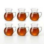 Deconox 6'lı Kulplu Cam Çay Bardağı Seti - Şeffaf ve Modern Tasarımlı Isıya Dayanıklı Çay Takımı 180ML