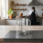 Deconox Akasya Ahşap Kapaklı Borosilikat Cam French Press - Ölçü Çizgili Kahve ve Çay Demliği (350ml ve 600ml Boy Seçenekli) (600ML)
