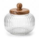 Deconox Akasya Ahşap Kapaklı Borosilikat Cam Kavanoz - Vakumlu Contalı Hava Sızdırmaz Erzak Saklama Kabı (950 ml, 1200 ml, 1500 ml Boy Seçenekli) (1500ML)