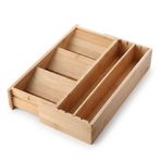 Deconox Ayarlanabilir Bambu Kaşıklık ve Çekmece İçi Organizer - 5-7 Bölmeli Genişleyebilir Çatal Bıçak Düzenleyici (39.4 x 24 x 6.4 cm)