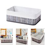Deconox Bambu Çok Amaçlı Saklama Kutusu Düzenleyici Büyük Boy Organizer, Dekoratif Bambu Düzenleyici GRİ (33x23x12cm)