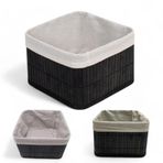 Deconox Bambu Çok Amaçlı Saklama Kutusu Düzenleyici Kare Organizer, Dekoratif Bambu Düzenleyici SİYAH (20x20x13cm)