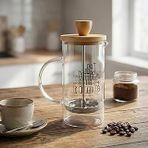 Deconox Bambu Kapaklı French Press 350 Ml – Borosilikat Cam Bitki Çayı Filtre Kahve Demleme Ekipmanı, Paslanmaz Çelik Filtreli Kişisel Kupa Boy
