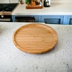 Deconox Bambu Lüx Yuvarlak Servis 25 * 25cm, Sunumluk & Çerezlik Sunum Tabağı