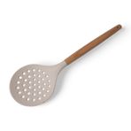 Deconox Bambu Saplı Silikon Kevgir, Bambu Uzun Silikon Geniş Kevgir 27cm 3 Renk Seçenekli (KREM)