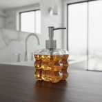 Deconox Beyaz Bubble Design Cam Sıvı Sabunluk - 450 ml Kabartmalı Şık Banyo ve Mutfak Sabunluğu (7x12 cm) (5066 - ŞEFFAF)