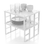 Deconox Büyük Boy Metal Dolap İçi Düzenleyici Raf - Mutfak ve Banyo Ekstra Geniş Organizer, Beyaz, 31.5x27.5 cm, 3 Adet