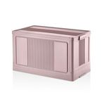 Deconox Dev Boy Katlanır Kilit Kapaklı Kasa 55 Litre Hacimli, Yer Kaplamayan Portatif Saklama Kutusu Ardiye, Balkon, Mutfak, Kiler, Bahçe ve Araç Bagajı İçin Güvenli Organizer (PEMBE)