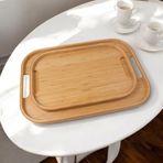 Deconox Dikdörtgen Bambu Servis Tepsisi, 2'li Set, 33x22 cm ve 40x28 cm | Dikdörtgen Bambu Tepsi