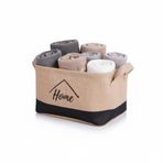 Deconox Dikdörtgen Jüt Düzenleyici Sepet (24x17x14 cm) – Krem Renk Katlanabilir Kumaş Kulplu Organizer | Ev, Mutfak, Banyo, Çocuk Odası ve Ofis İçin Çok Amaçlı Saklama Kutusu 2 MODEL (KREM-SİYAH)