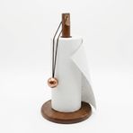 Deconox Doğal Bambu Bohem Top Tutacaklı Kağıt Havluluk - Dekoratif Ahşap Stand (30x14 cm, Kahve ve Bambu Renk Seçenekli, 1 Adet) (KAHVE)