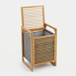Deconox Doğal Bambu Çamaşır Sepeti (40x35x60 cm) - İçi Bezli, Kapaklı ve Hasır Kulplu Ahşap Kirli Sepeti