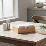 Deconox Doğal Bambu Peçetelik Çok Amaçlı Organizer Kutu - 18.5X12.5x5 Cm Masaüstü Banyo Düzenleyici Ahşap Stand