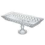 Deconox Kafes Model El Yapımı Ayaklı Cam Sunumluk - Dikdörtgen Şeffaf Dekoratif Servis ve Meyve Tabağı (39x15 cm)