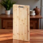 Deconox Kalın Bambu Kesme Tahtası - Büyük Boy Antibakteriyel Yıkanabilir Doğrama Tahtası (DÜZ-50x25x2.5cm)